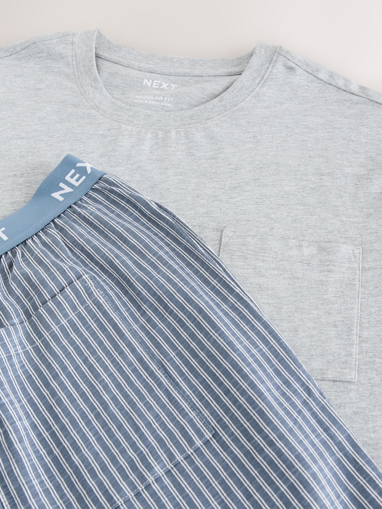 Azul marino - Stripe Short Sleeve Jersey Pyjamas Set - Imagen 6 de 6
