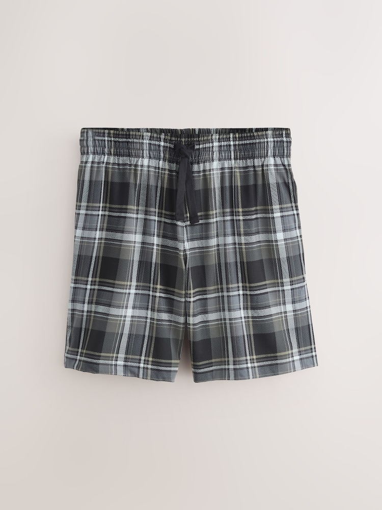 Black/Navy Blue Check Short Sleeve Jersey Pyjamas Set 2 Pack - Image 8 of 8