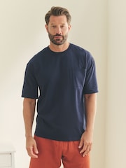 Rust Orange Short Sleeve T-Shirt With Cheesecloth Texture Shorts - Image 3 of 10