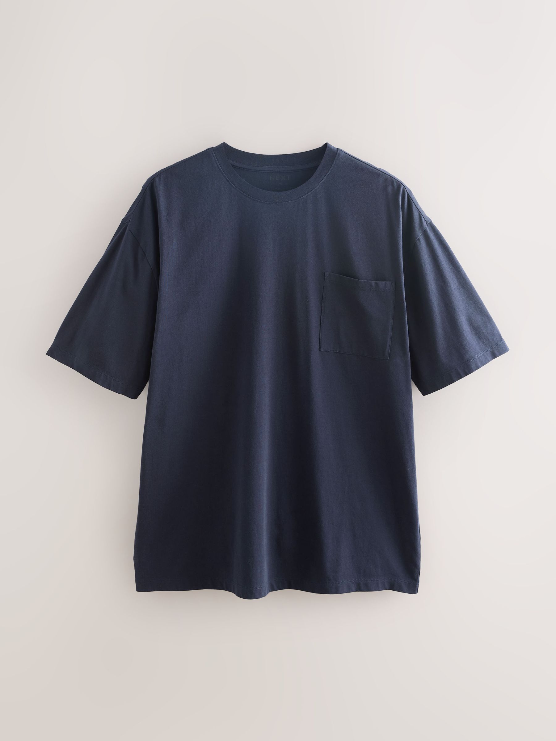Buy Navy Blue/Orange Short Sleeve T-Shirt With Cheesecloth Texture