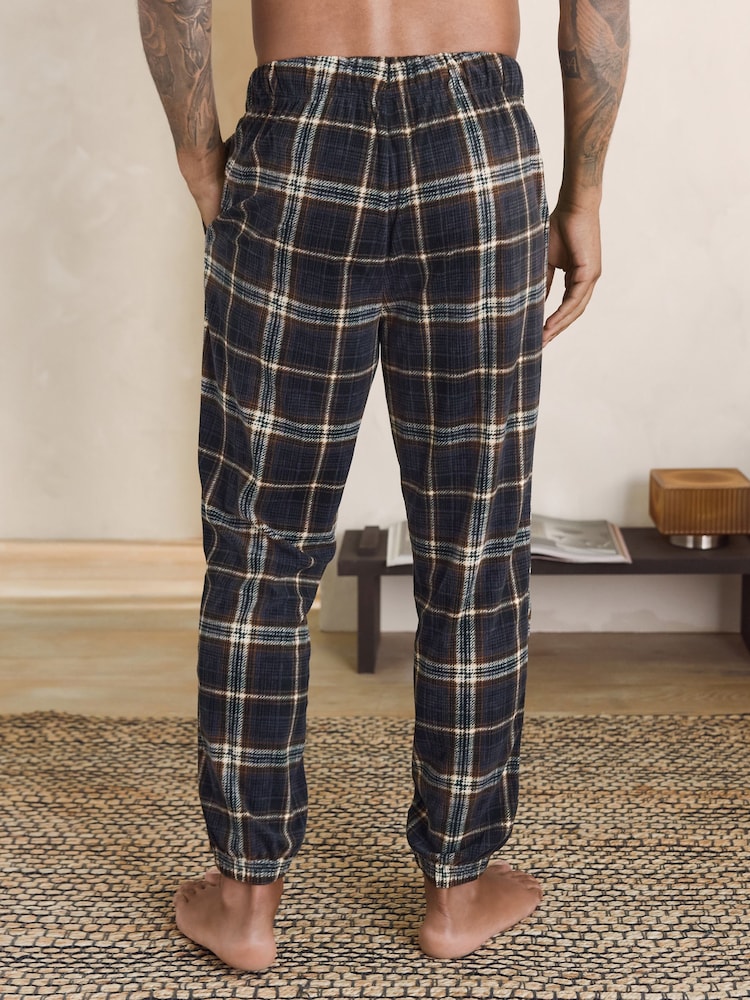 Diseño a cuadros en negro/neutro - Motionflex Corded Cosy Cuffed Pyjama Bottoms - Imagen 2 de 9