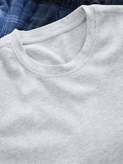 Navy Blue/Grey Textured Motionflex Check Long Pyjama Bottoms - Image 10 of 11