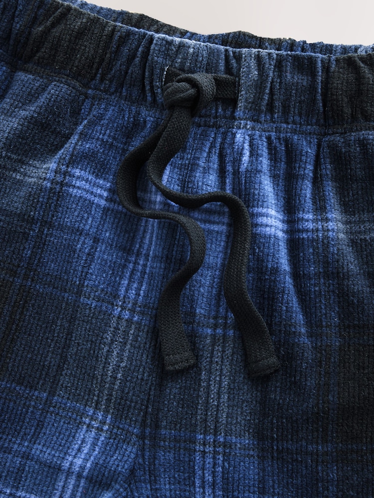 Navy Blue/Grey Textured Motionflex Check Long Pyjama Bottoms - Image 11 of 11