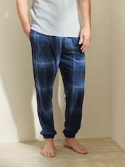 Navy Blue/Grey Textured Motionflex Check Long Pyjama Bottoms - Image 4 of 11