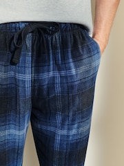 Navy Blue/Grey Textured Motionflex Check Long Pyjama Bottoms - Image 6 of 11