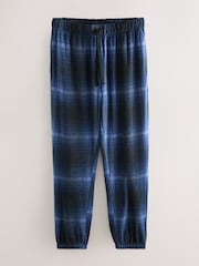 Navy Blue/Grey Textured Motionflex Check Long Pyjama Bottoms - Image 9 of 11
