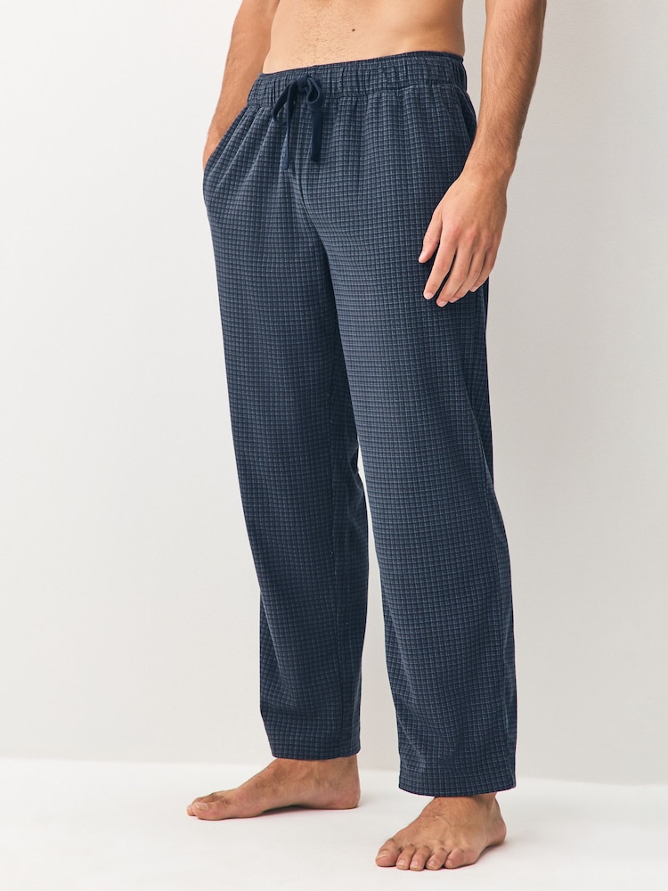 Navy Blue Microcheck Motionflex Cosy Pyjamas Bottoms - Image 1 of 12 Navy Blue Microcheck Motionflex Cosy Pyjamas Bottoms - Image 1 of 12