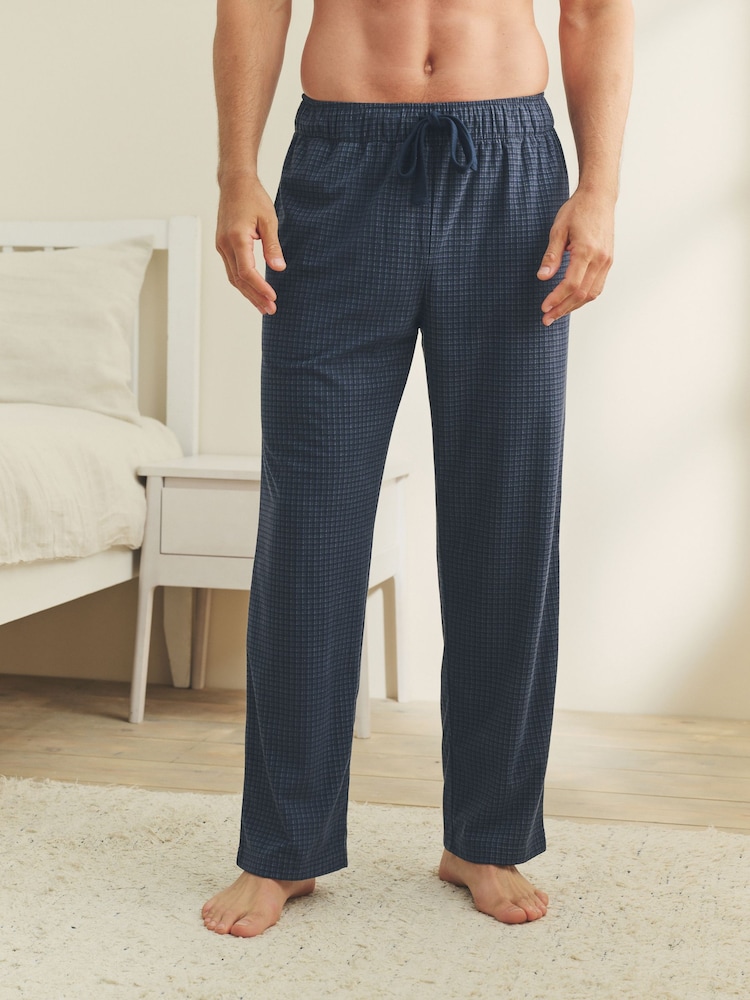 Navy Blue Microcheck Motionflex Cosy Pyjamas Bottoms - Image 2 of 12 Navy Blue Microcheck Motionflex Cosy Pyjamas Bottoms - Image 2 of 12