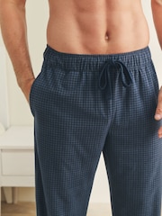 Navy Blue Microcheck Motionflex Cosy Pyjamas Bottoms - Image 8 of 12