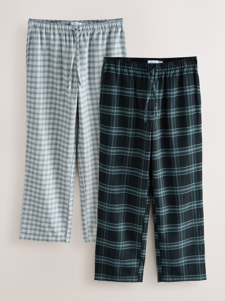 Black/White Blue Check Woven Pyjama Bottoms 2 Pack - Image 1 of 8 Black/White Blue Check Woven Pyjama Bottoms 2 Pack - Image 1 of 8