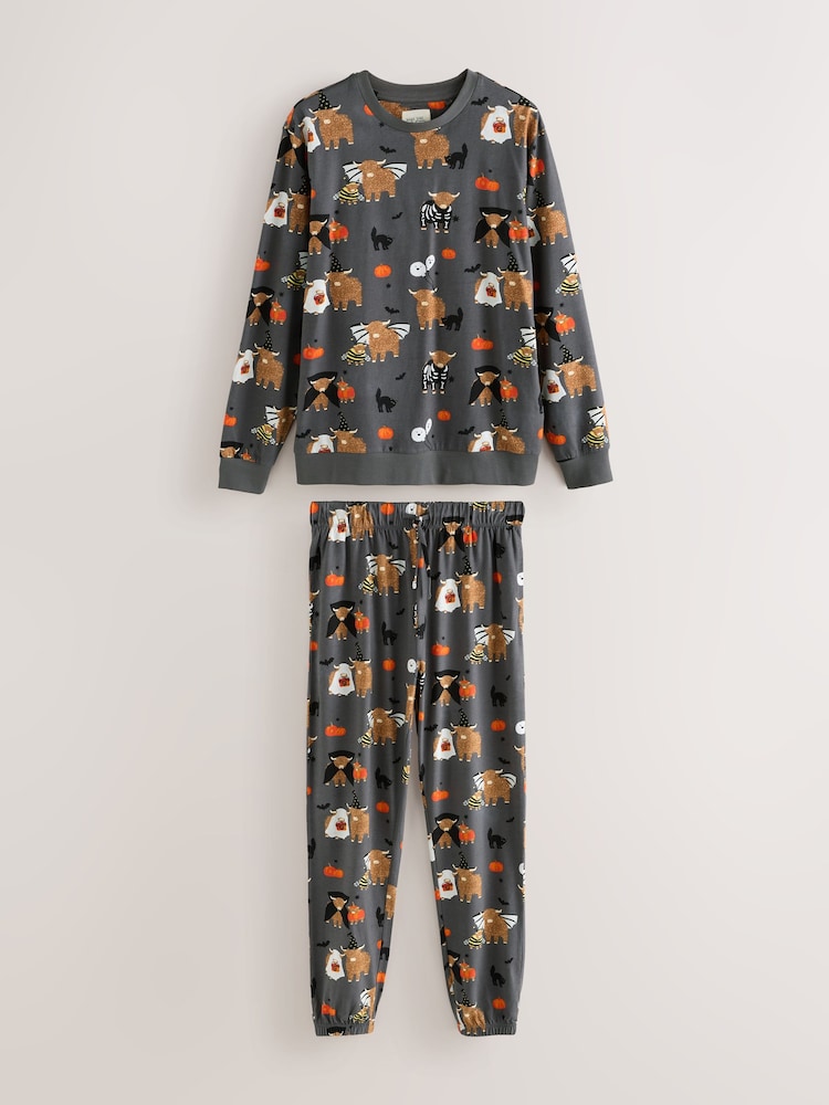 Dark Grey Hamish The Highland Cow Halloween Family Pyjama Set - Image 1 of 5