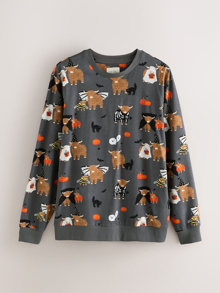 Dark Grey Hamish The Highland Cow Halloween Family Pyjama Set - Image 2 of 5