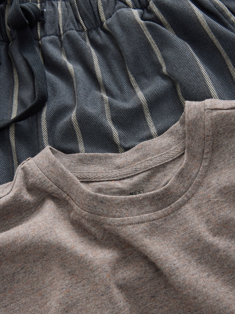 Black/Neutral Stripe Motionflex Cosy Short Sleeve Pyjamas Set - Image 11 of 11 Black/Neutral Stripe Motionflex Cosy Short Sleeve Pyjamas Set - Image 11 of 11
