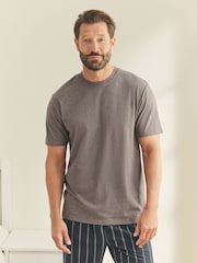 Black/Neutral Stripe Motionflex Cosy Short Sleeve Pyjamas Set - Image 2 of 11