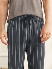 Black/Neutral Stripe Motionflex Cosy Short Sleeve Pyjamas Set - Image 6 of 11