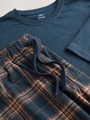 Navy Blue/Rust Motionflex Cosy Long Sleeve Pyjamas Set - Image 6 of 6