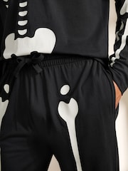 Black Halloween Long Sleeve Skeleton Pyjamas Set - Image 5 of 6