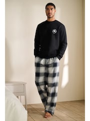 Black/White Halloween Graphic Print Sweatshirt and Pyjama Bottoms Set - Image 6 of 12