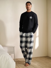 Black/White Halloween Graphic Print Sweatshirt and Pyjama Bottoms Set - Image 7 of 12