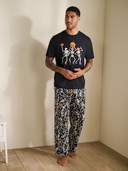 Black Halloween Cowboy Short Sleeve Jersey Pyjama Set - Image 1 of 6
