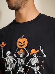 Black Halloween Cowboy Short Sleeve Jersey Pyjama Set - Image 5 of 6