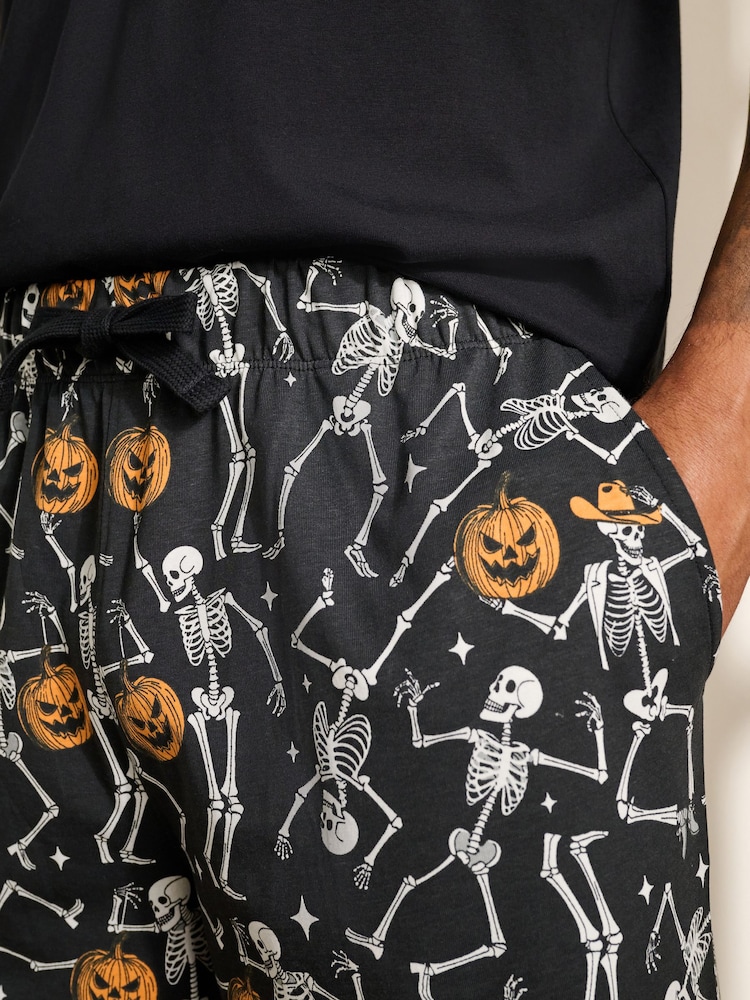 Black Halloween Cowboy Short Sleeve Jersey Pyjama Set - Image 6 of 6