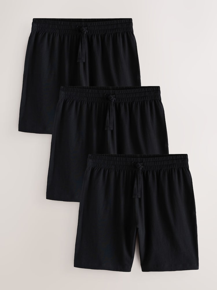 Black Jersey Pyjamas Shorts 3 Pack - Image 1 of 8