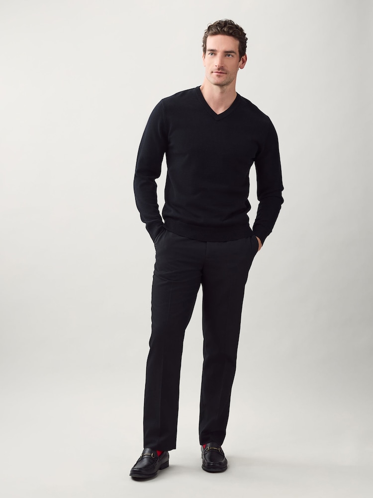 Black Regular Fit Soft Touch V-Neck Sweater - Image 2 of 7