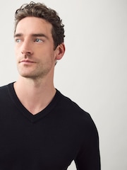 Black Regular Fit Soft Touch V-Neck Sweater - Image 4 of 7
