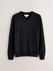 Black Regular Fit Soft Touch V-Neck Sweater - Image 5 of 7
