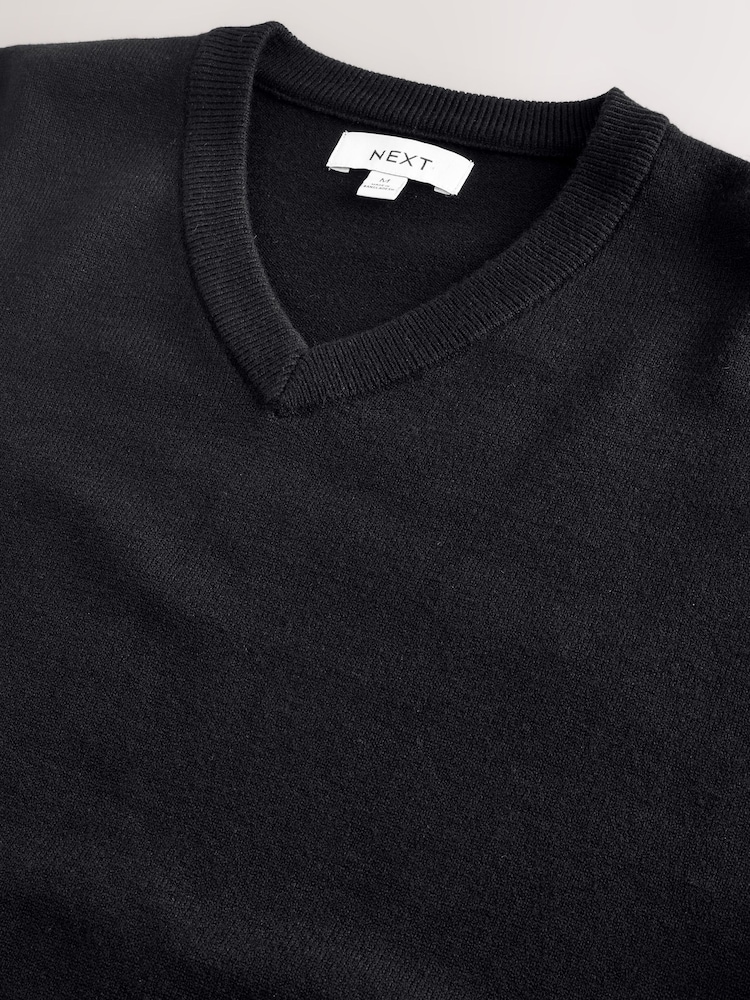 Black Regular Fit Soft Touch V-Neck Sweater - Image 7 of 7