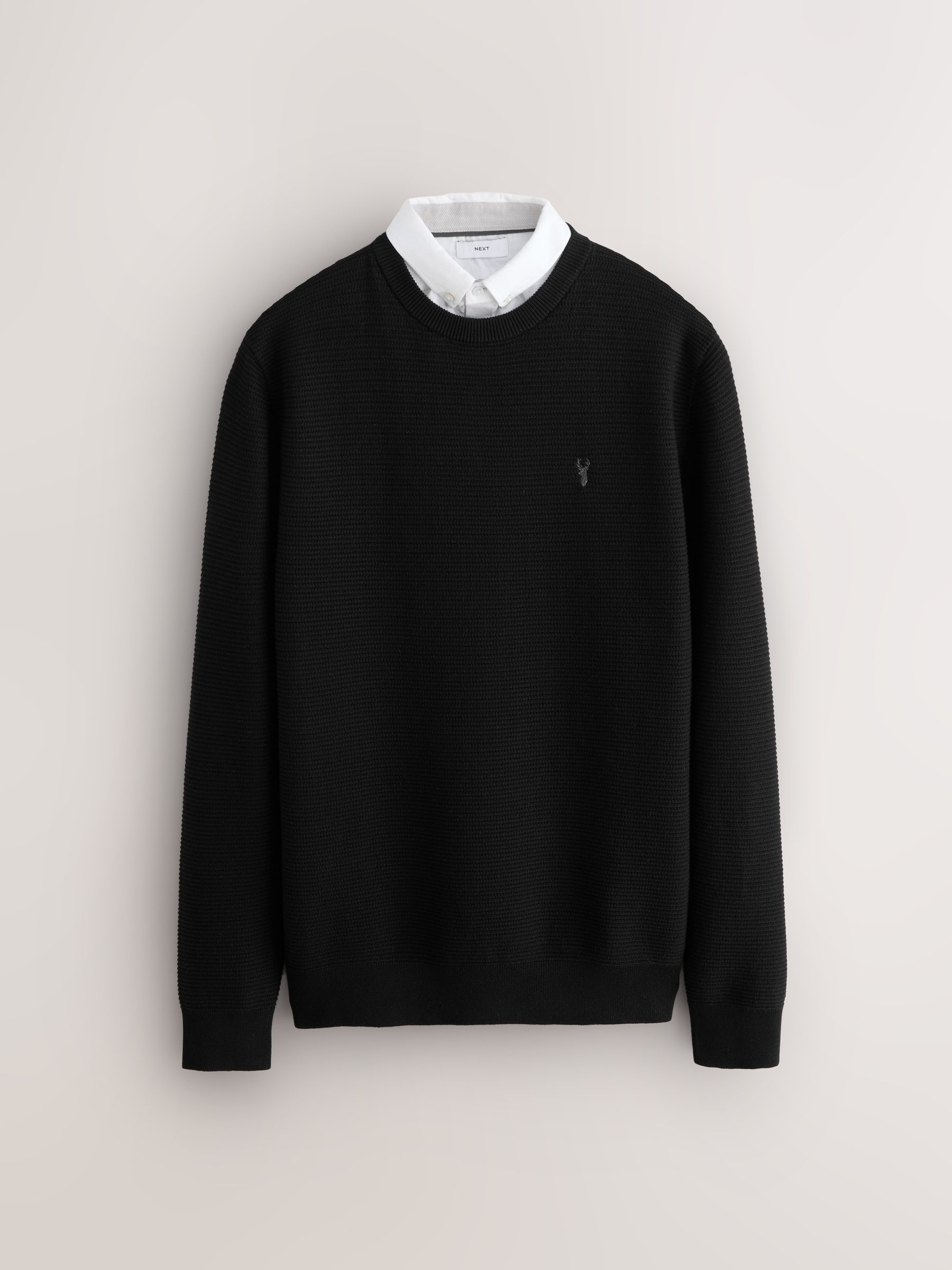 Buy Black Regular Fit Textured Oxford Mock Shirt Jumper from the Buy Black Regular Fit Textured Oxford Mock Shirt Jumper from the