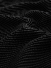 Black Crew Neck Regular Fit Textured Oxford Mock Shirt Jumper - Image 7 of 8