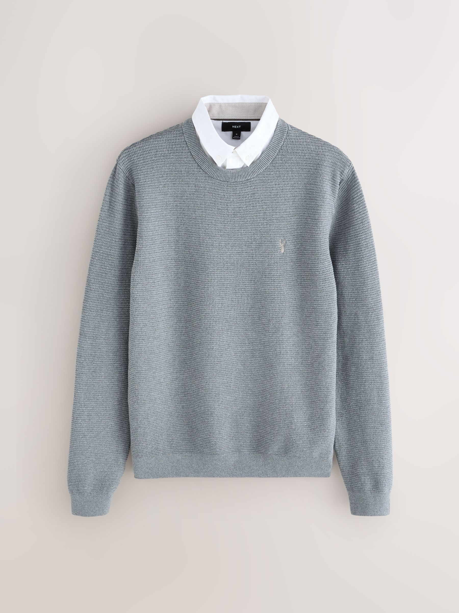 Buy Grey Regular Fit Textured Oxford Mock Shirt Jumper from Next USA