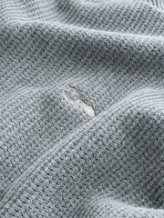 Grey Crew Neck Regular Fit Textured Oxford Mock Shirt Jumper - Image 9 of 9
