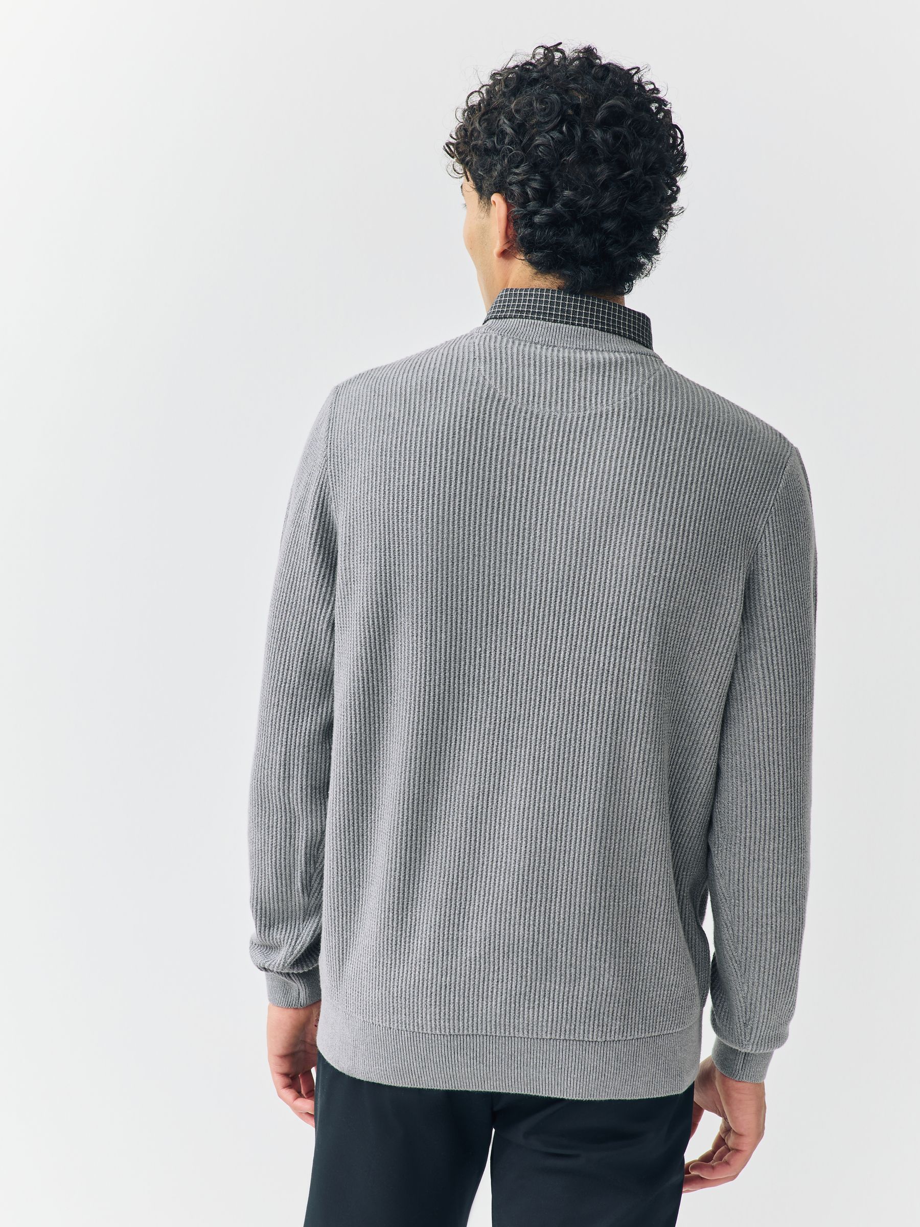 Buy Grey Regular Fit Rib Texture Mock Shirt Jumper from Next India