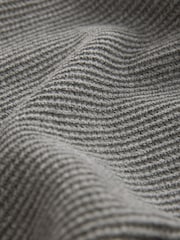 Grey V-Neck Regular Fit Textured Oxford Mock Shirt Jumper - Image 7 of 8