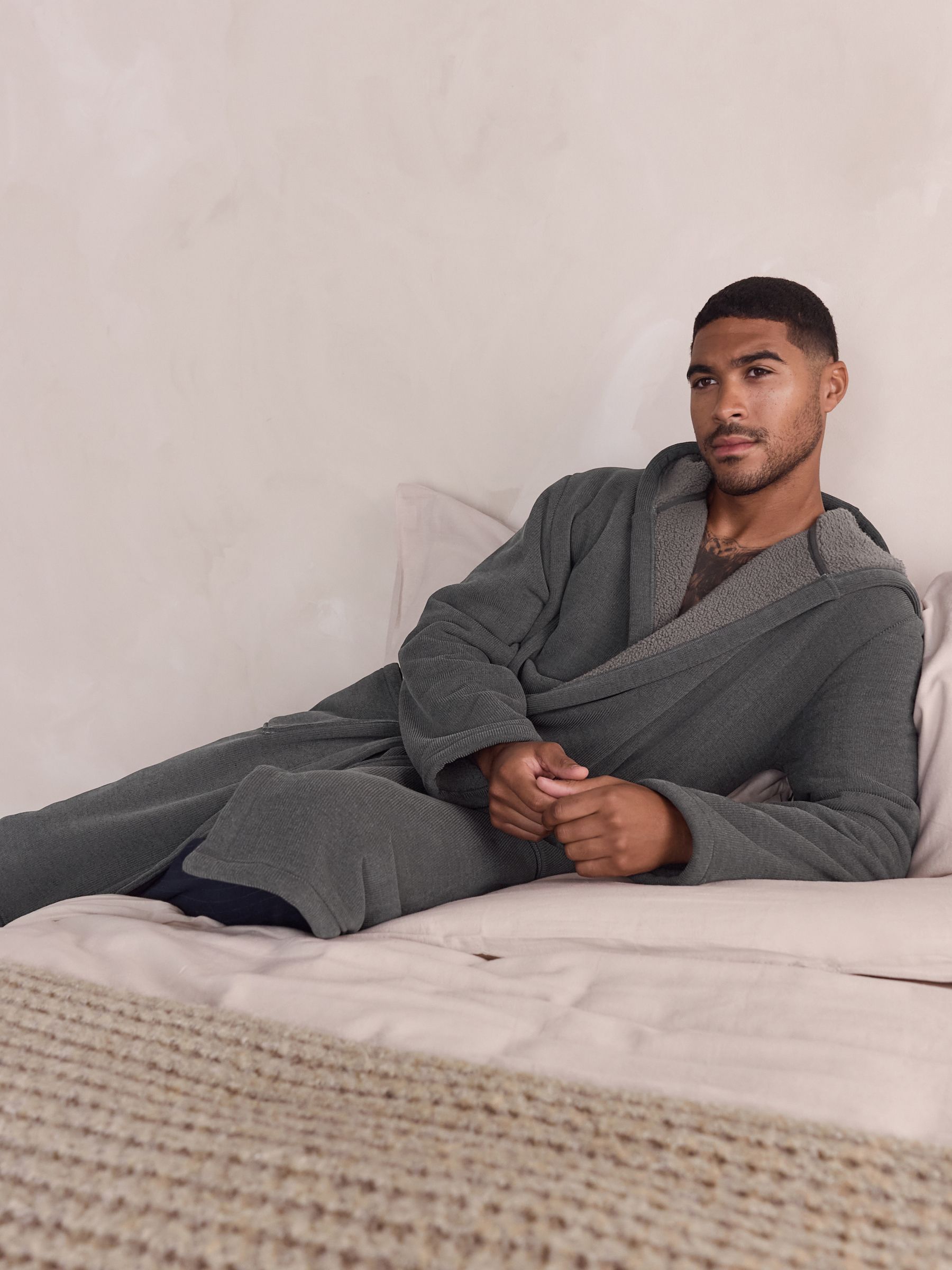 Buy Slate Grey Corded Textured Dressing Gown from the Next UK