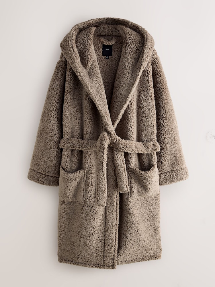 Neutral Stone Borg Dressing Gown - Image 1 of 3