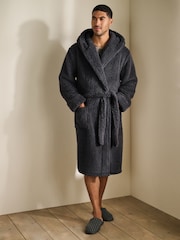 Slate Grey Borg Dressing Gown - Image 1 of 8