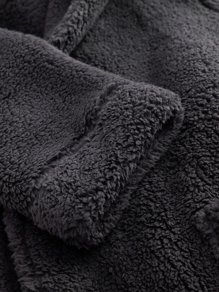 Slate Grey Borg Dressing Gown - Image 2 of 8
