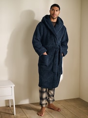 Navy Blue Borg Dressing Gown - Image 1 of 8