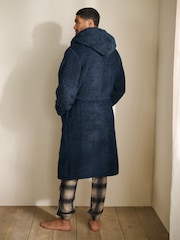 Navy Blue Borg Dressing Gown - Image 2 of 8
