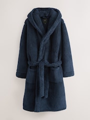 Navy Blue Borg Dressing Gown - Image 6 of 8
