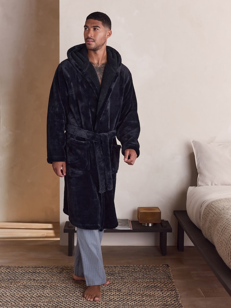 Black Fleece Dressing Gown - Image 1 of 8 Black Fleece Dressing Gown - Image 1 of 8