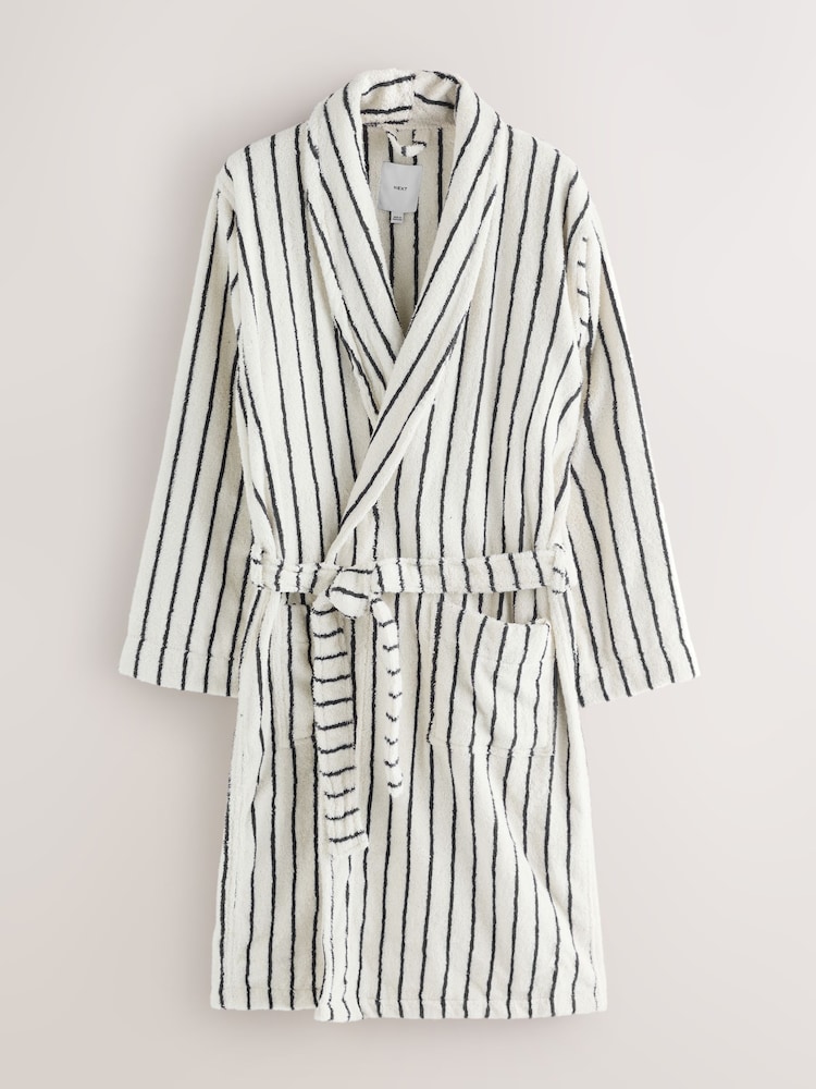 Buy Ecru / Navy Blue Stripe Cotton Towelling Dressing Gown from Next USA