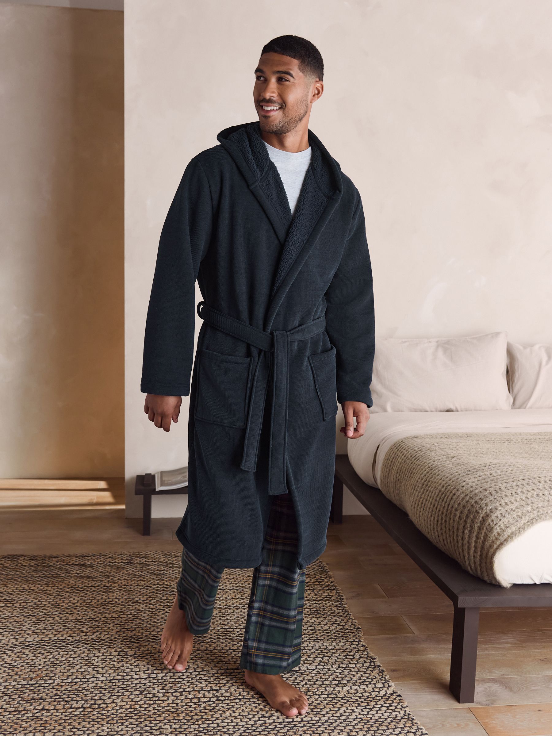 dark blue dressing gown Men's Blue Pattern Dressing Gown Smoking Jacket Robe Cotton Jacquard Quilted Extra Long Warm