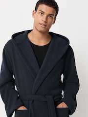 Navy Blue Corded Textured Dressing Gown - Image 7 of 13