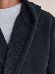 Navy Blue Corded Textured Dressing Gown - Image 8 of 13