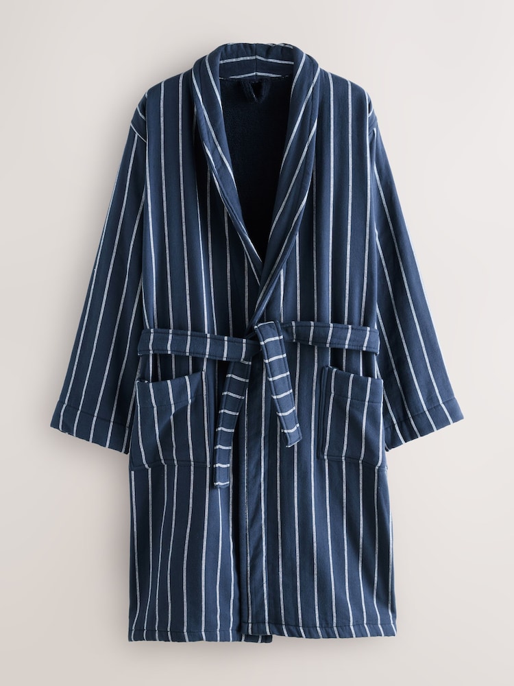 white christmas dresses Palermo Cotton Waffle Lined Bath Robe Dressing Gown Navy Blue – The Fine  Cotton Company main image 0